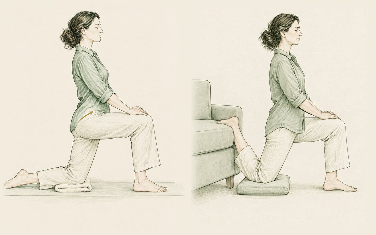 Illustrazione dell'allungamento del flessore dell'anca in ginocchio