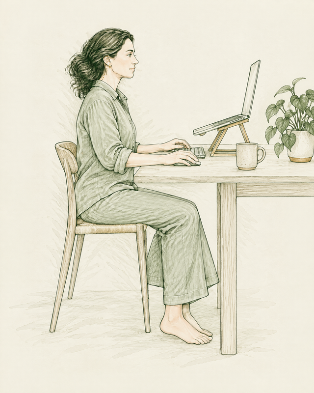 Portatile su supporto con tastiera esterna in smart working