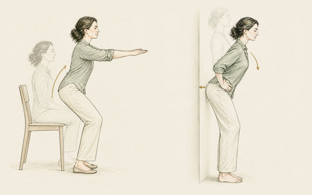 Illustrazione di come alzarsi bene dalla sedia con le gambe