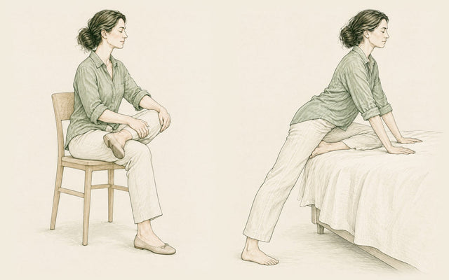 Illustrazione dell'allungamento del piriforme seduti sulla sedia